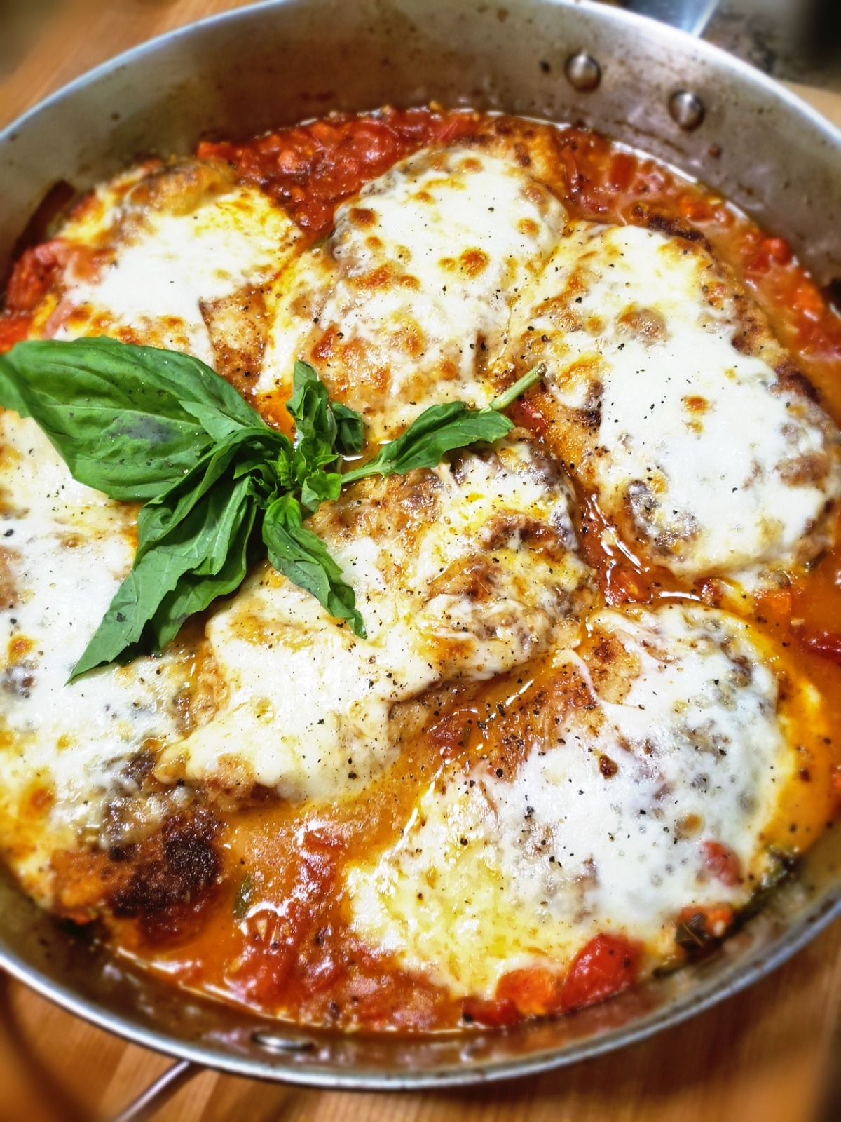 Chicken Parmesan with a Light Caprese Broth