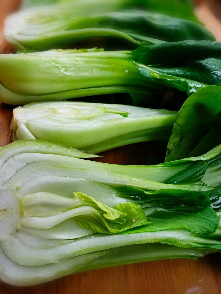 bok choy cut in half length wise