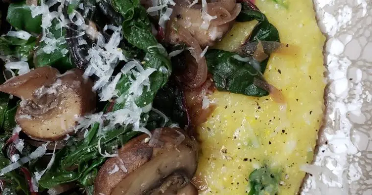 Polenta with Swiss Chard and Baby Bella Mushrooms