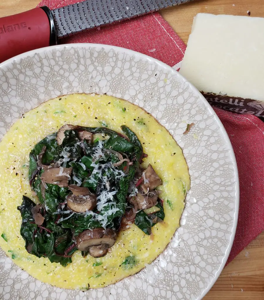 polenta with swiss chard and romano cheese