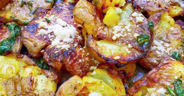 Roasted + Smashed Parmesan Herb Potatoes