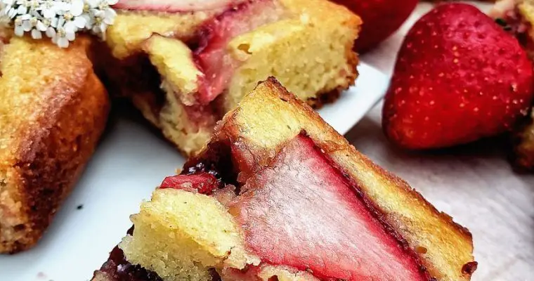 Strawberry and Jam Olive Oil Cornmeal Cake