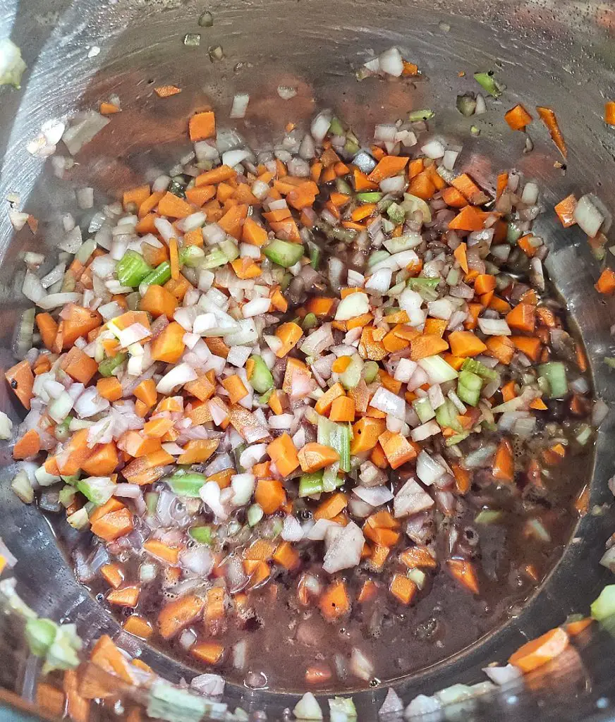 soffritto in red wine