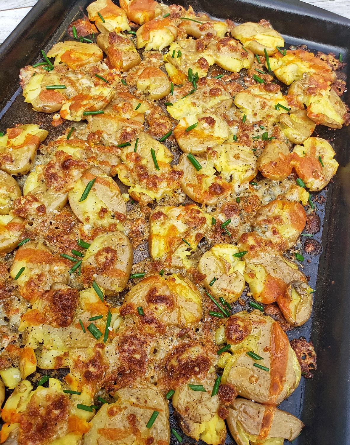 Blue Cheese and Buffalo Smashed Potatoes