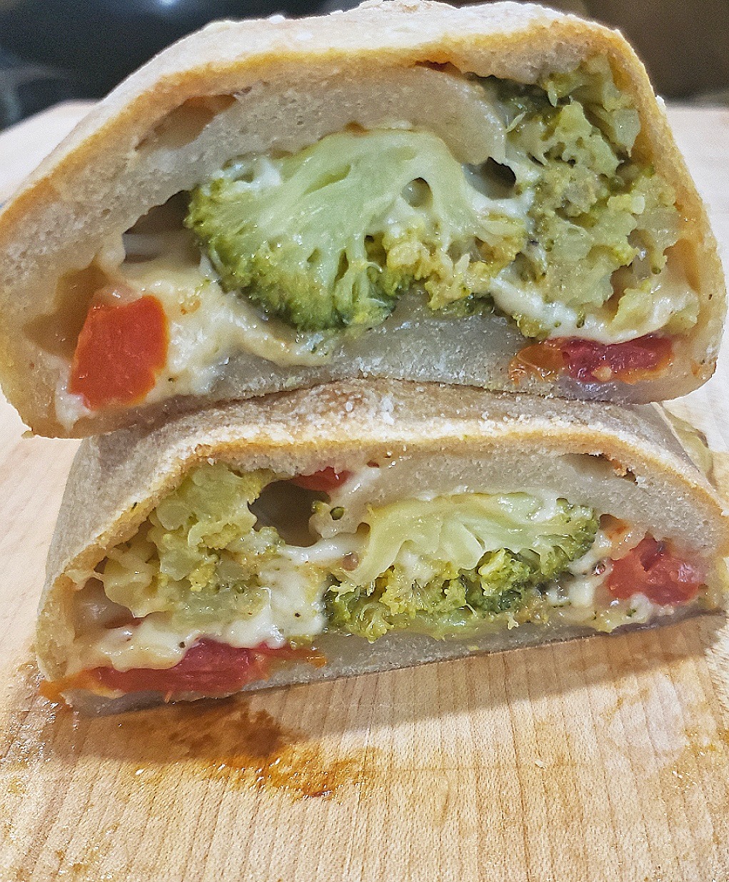 Easy Cheesy Broccoli and Tomato Stromboli