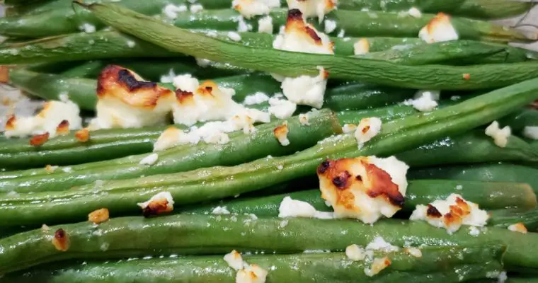 Roasted Haricots Verts with Lemon and Feta