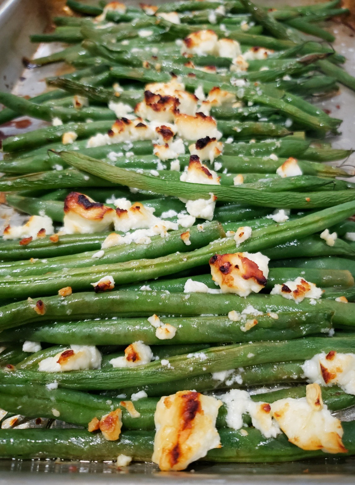 Roasted Haricots Verts with Lemon and Feta