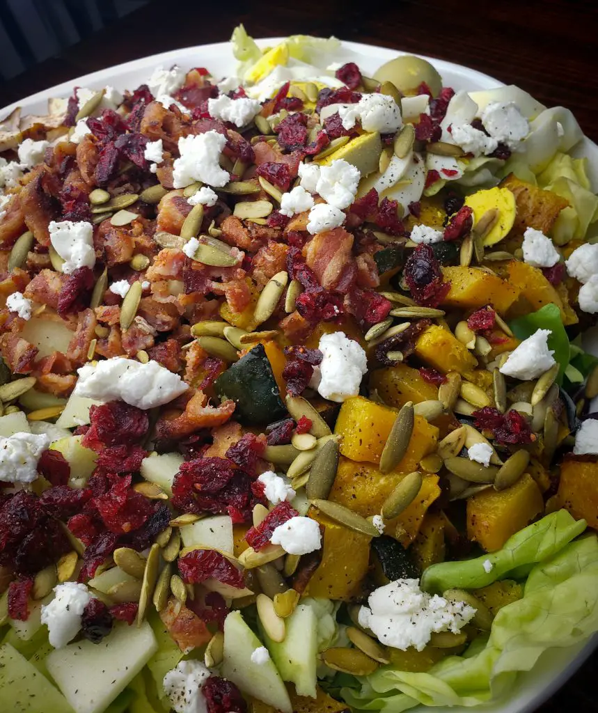 harvest cobb salad in large salad bowl