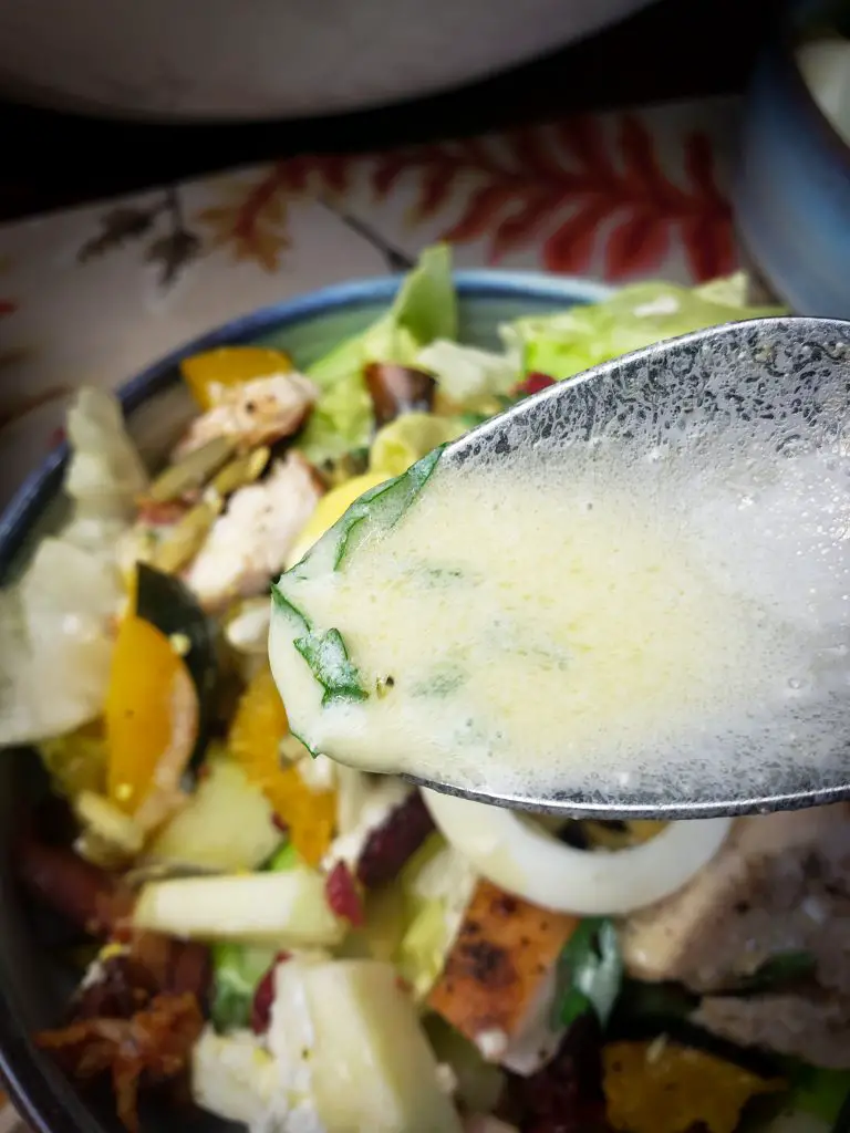 a spoonful of goat cheese vinaigrette