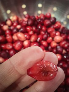pick through cranberries to find soft brown ones