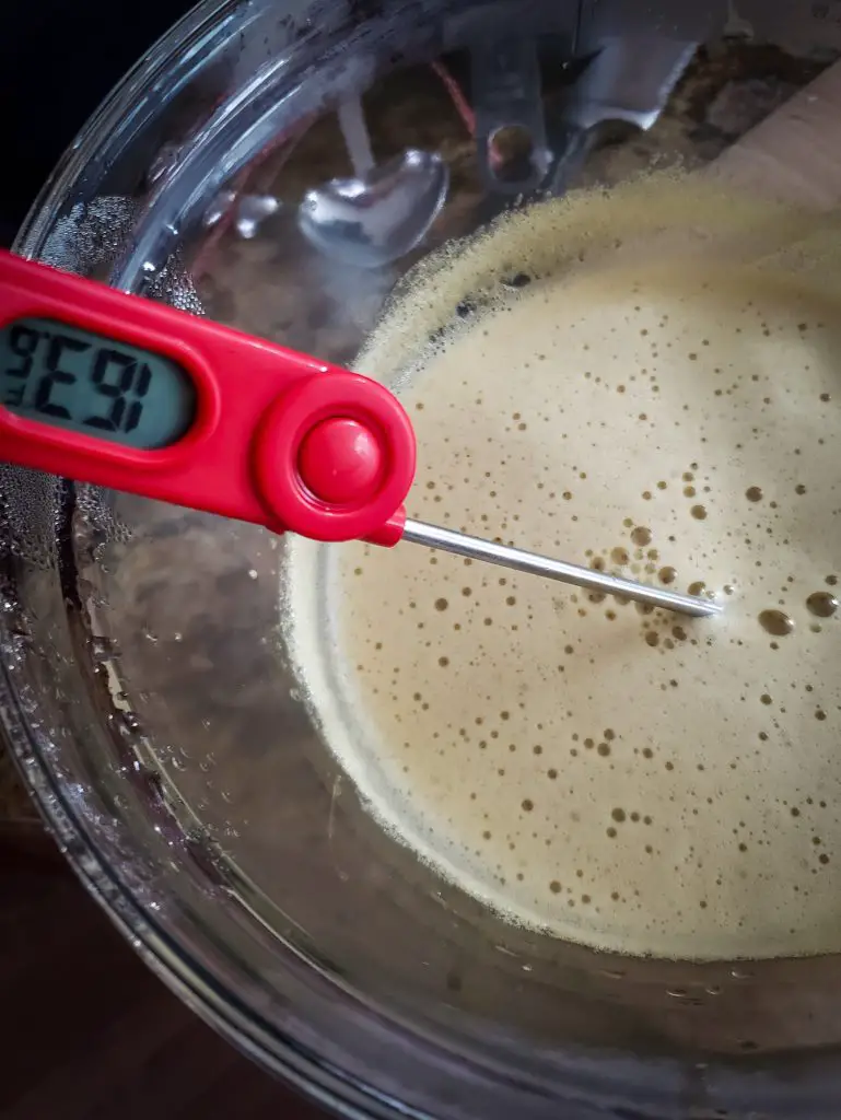 heat egg yolks, espresso and sugar to 160 degrees in double boiler to make dark chocolate mousse