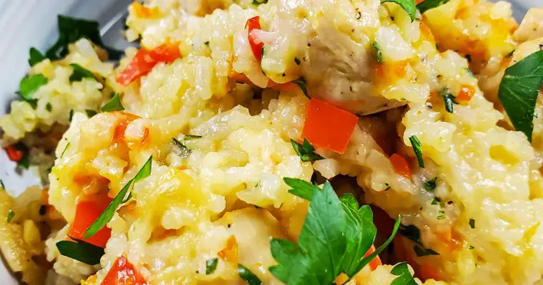 Instant Pot Cheesy Garlic Chicken and Rice {VIDEO}