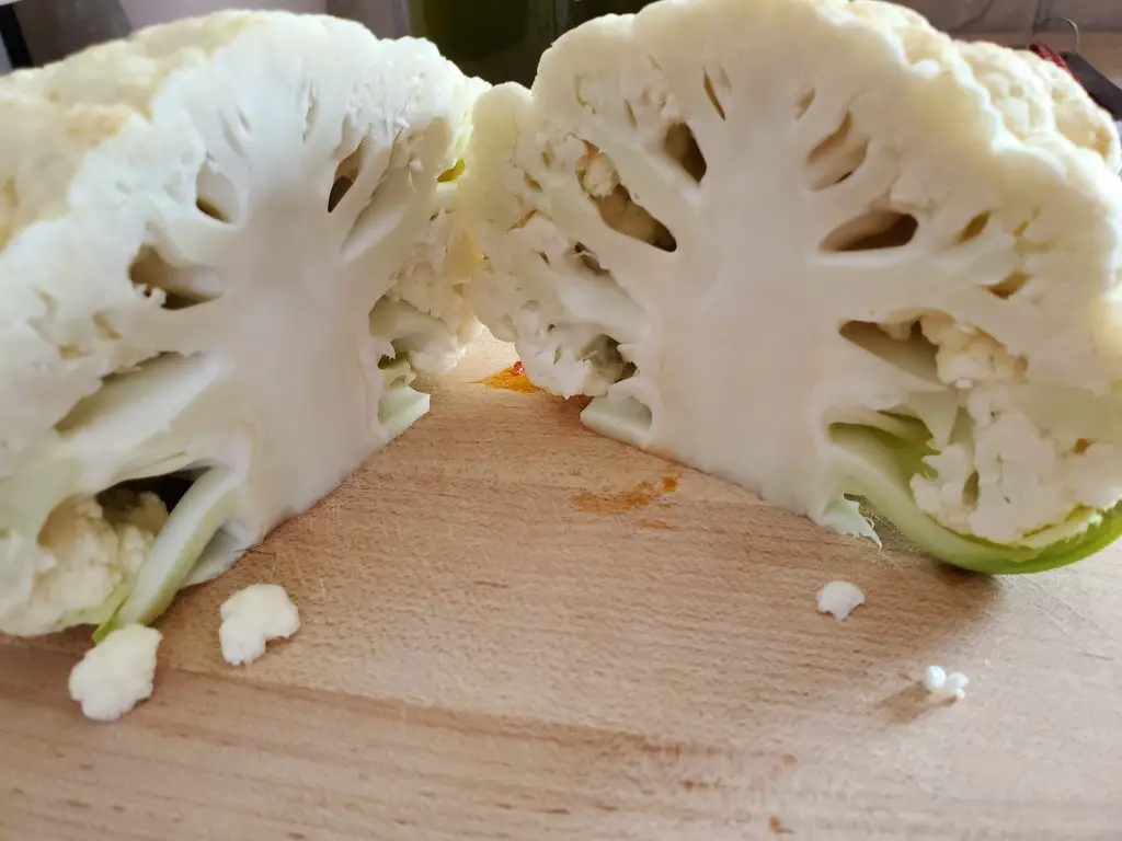 image of head of cauliflower cut in half
