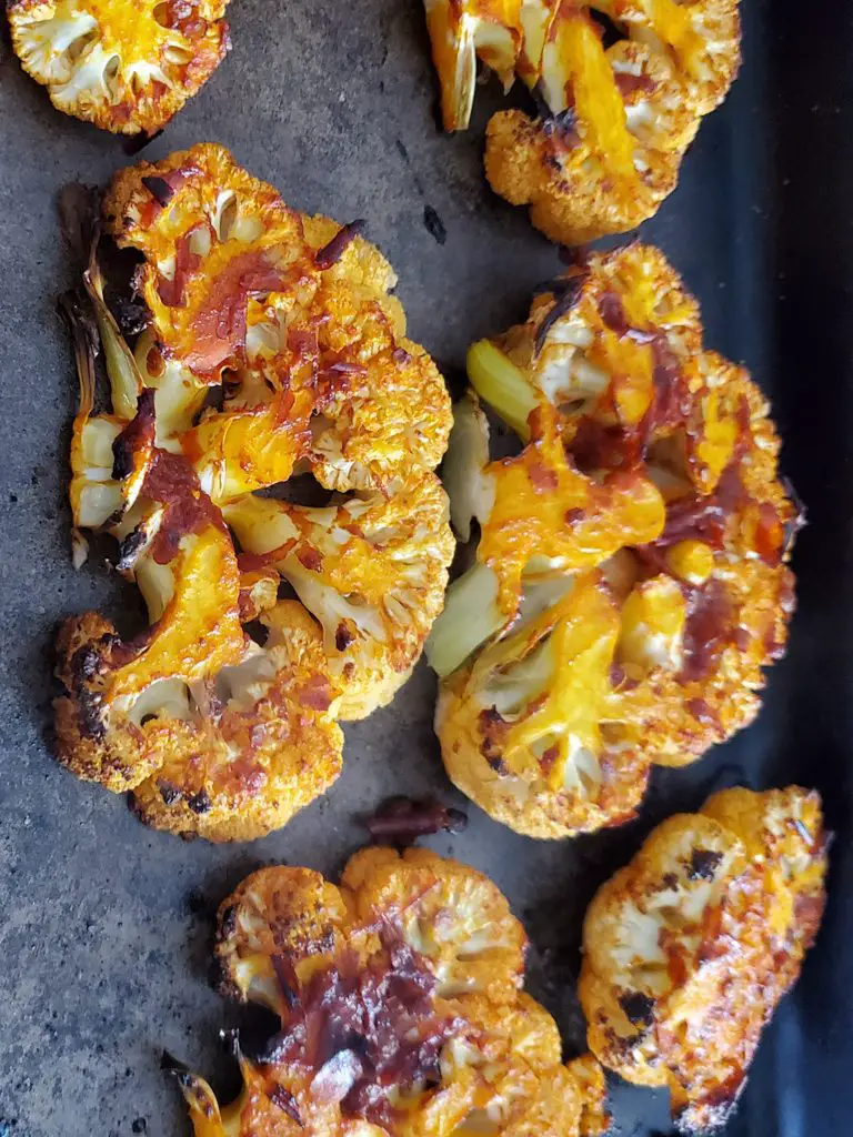 image of cauliflower roast with harissa pepper glaze