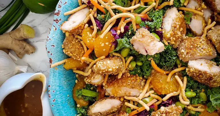 Chinese Salad with Peanut- Crusted Chicken Tenders {VIDEO}