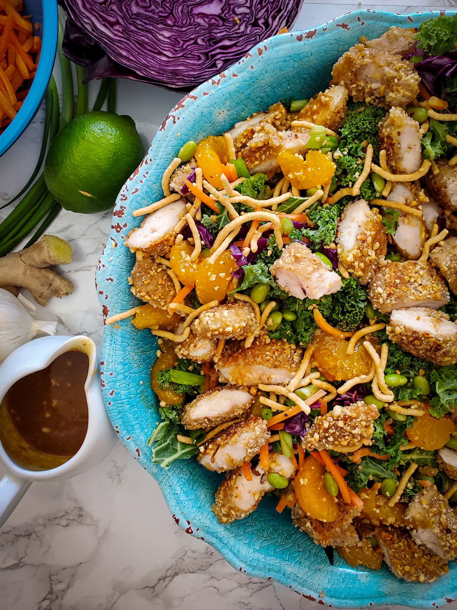Chinese Salad with Peanut- Crusted Chicken Tenders {VIDEO}