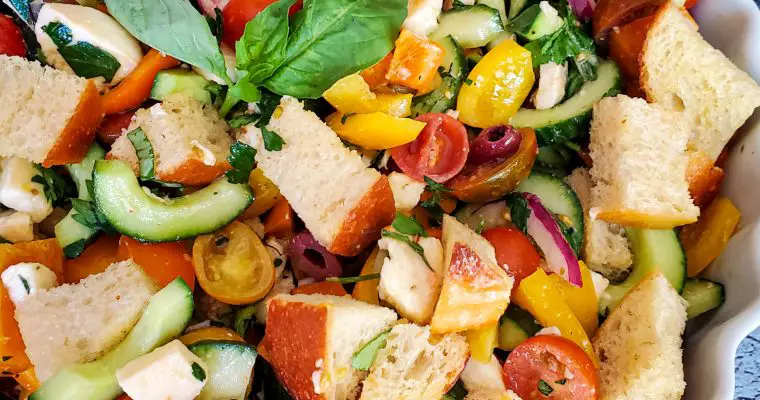 Panzanella Salad with Fresh Mozzarella and Herbs