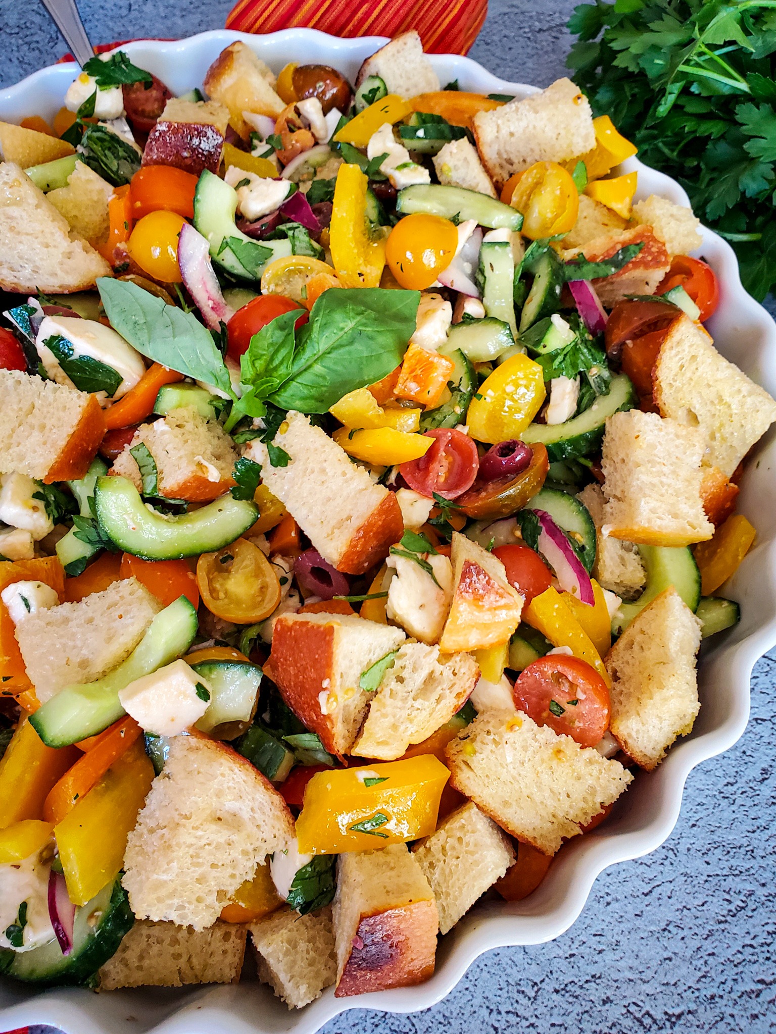 Panzanella Salad Fresh Mozzarella And Herbs Salt Sugar Spice Panzanella Salad Fresh Mozzarella And Herbs Salt Sugar Spice