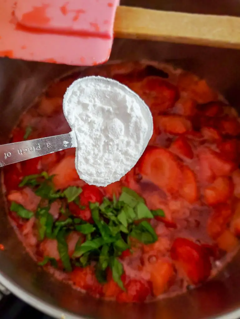 add cornstarch to thicken strawberry basil and bourbon filling
