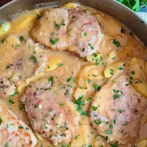 pork chops with apples in cider sherry pan sauce