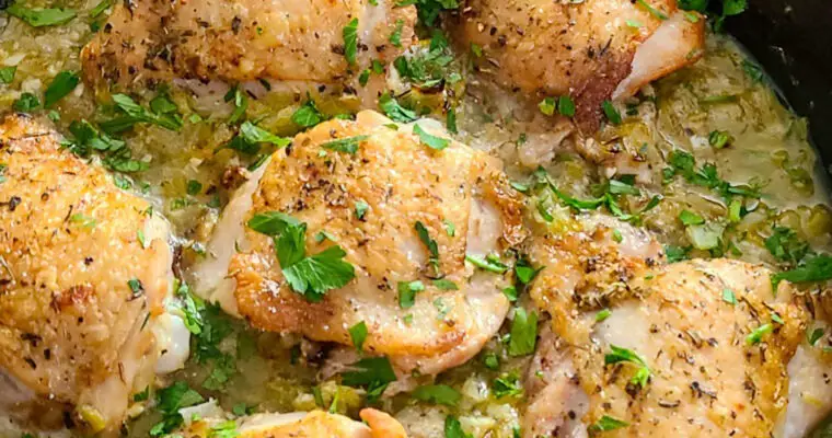 Leek and Lemon Roasted Chicken Thighs