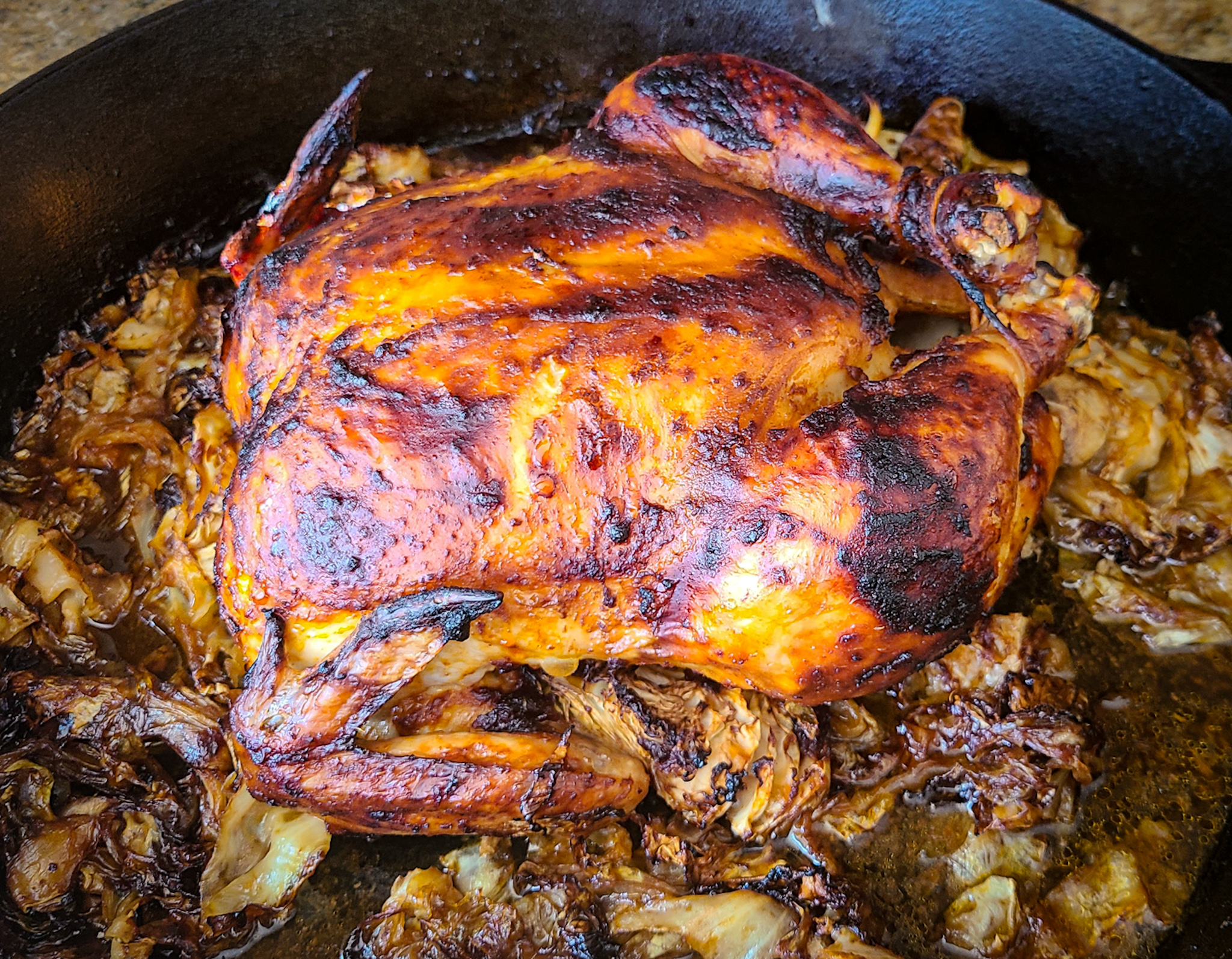 Slow Roasted Gochujang Chicken with Caramelized Cabbage 