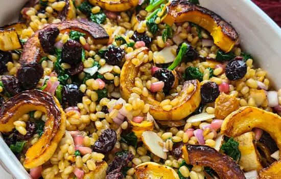 Autumn Wheat Berry Salad with Kale and Roasted Squash