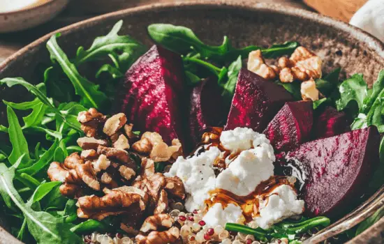 Roasted Beet and Quinoa Bowl with Goat Cheese